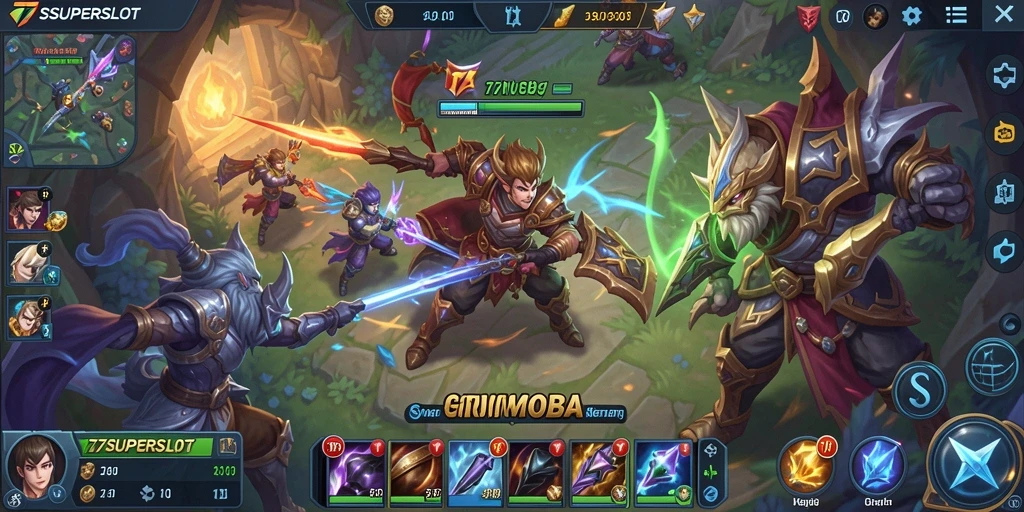 Screenshot gameplay <strong>77SUPERSLOT</strong> yang penuh aksi dan strategi.