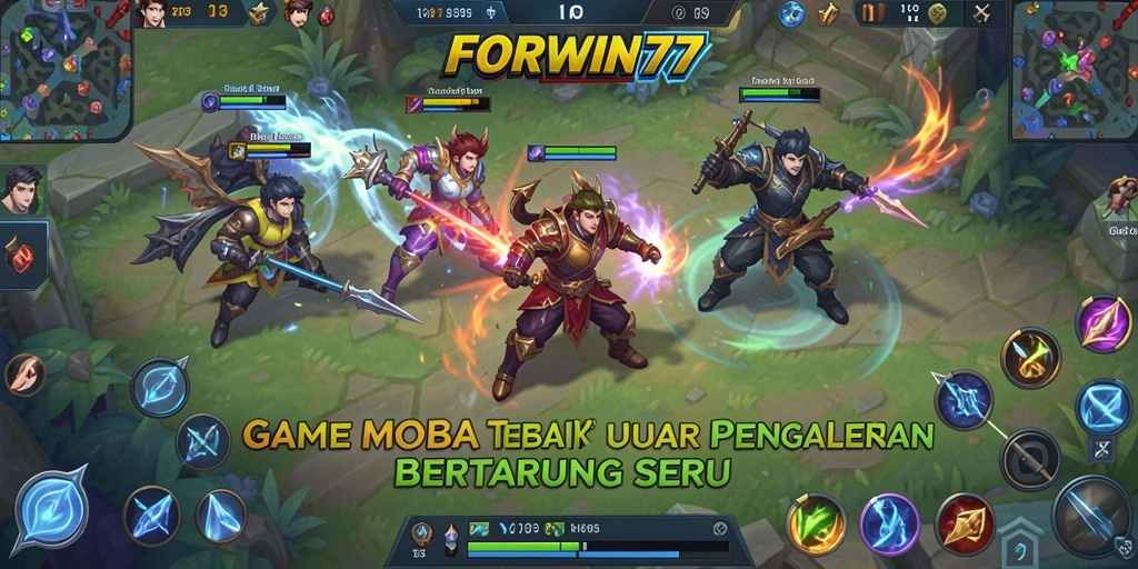 Screenshot gameplay FORWIN77 yang menunjukkan aksi MOBA seru.