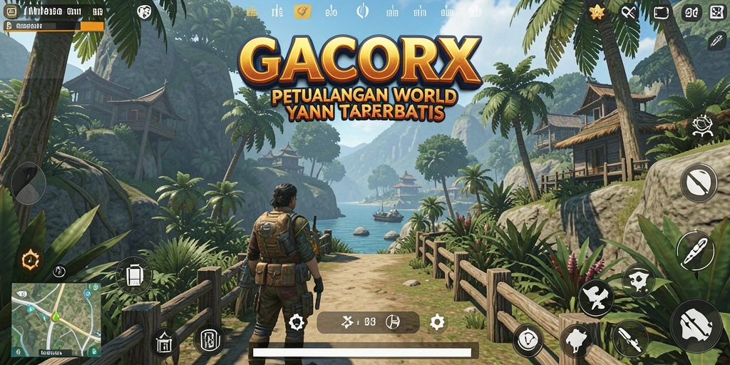 Tampilan gameplay open world GACORX saat menjelajahi dunia yang luas.
