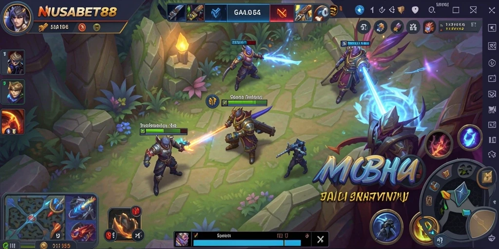 Tampilan gameplay seru dan strategi MOBA di NUSABET88.