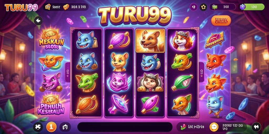 Screenshot gameplay TURU99 menunjukkan tampilan slot yang menarik dan penuh warna.